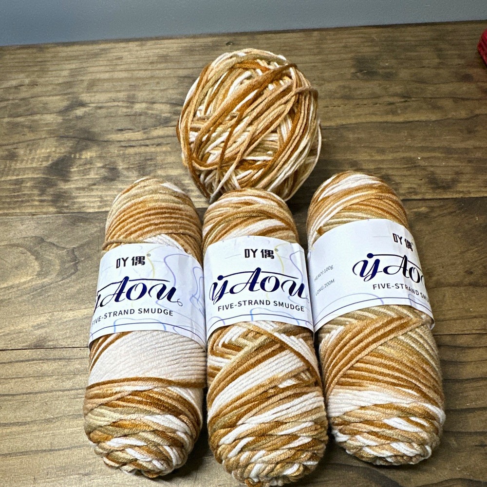 DY ijAou Five-Strand Smudge Lot 4 Acrylic Worsted Variegated Yarn Brown